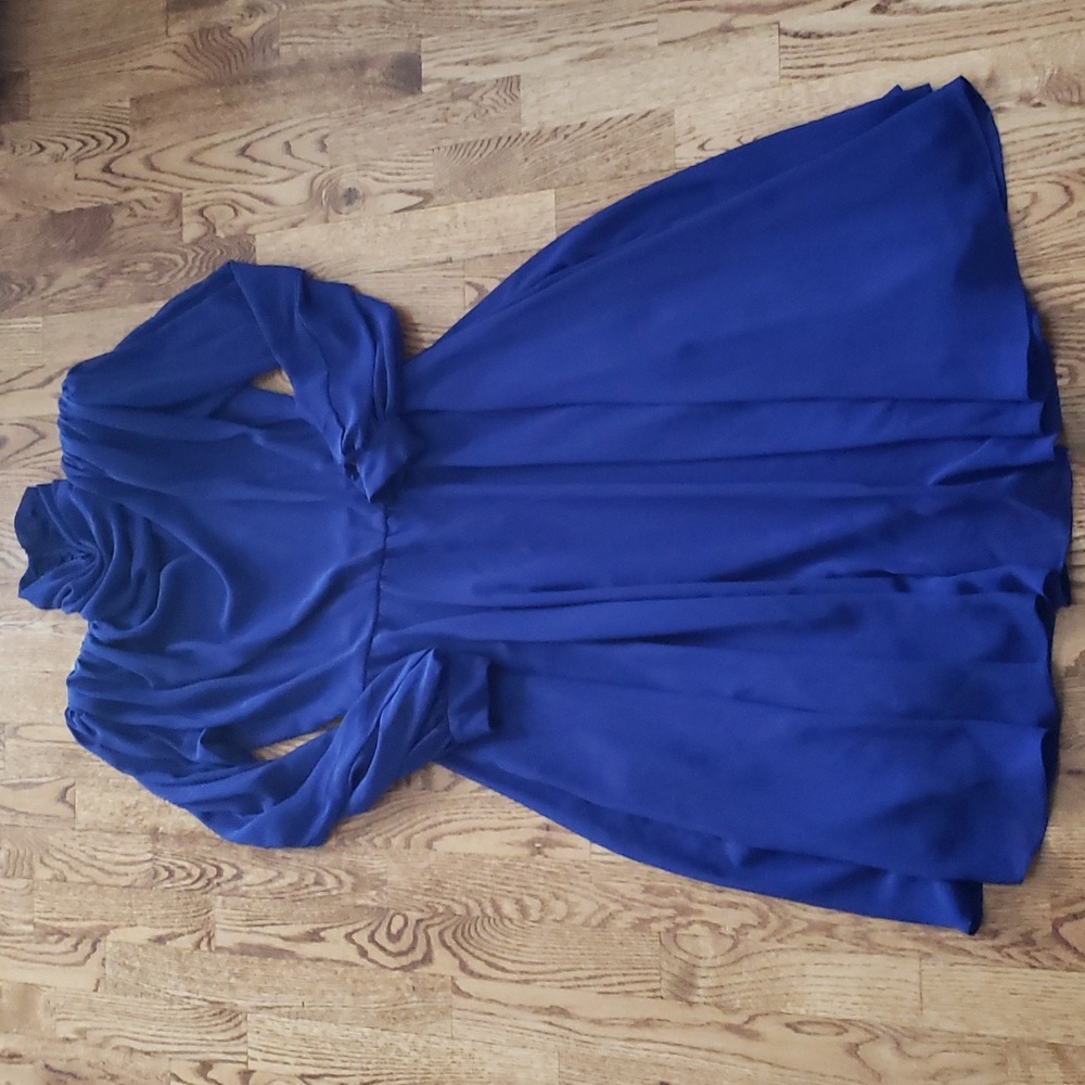 (S) Vintage Solid Color Open Back Long Sleeve Midi Dress High Neck Evening